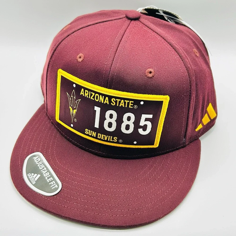 Arizona State Sun Devils Adidas Patch 1885 Hat Cap Snapback Adjustable Red NCAA